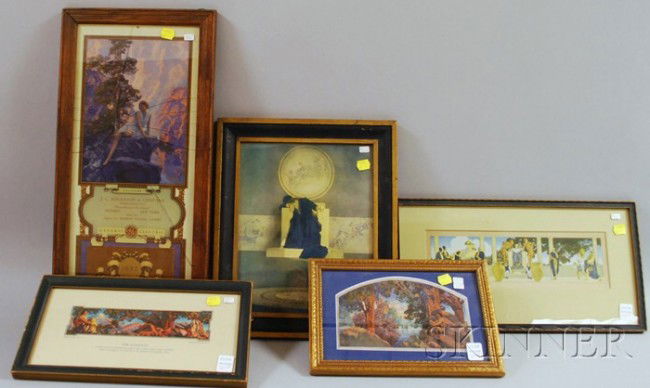 Five Framed Maxfield Parrish Chromolithographs, Ol: Five Framed Maxfield Parrish Chromolithographs, Old King Cole, The Rubaiyat, Dream Castle in the Sky, The King of the Black Isles, and Solitude.