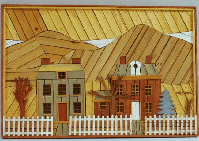 Theodore Degroot Wooden Lath Art Wall Hanging, si: Theodore Degroot Wooden Lath Art Wall Hanging, signed "degroot," 24 3/4 x 36 1/2 in.
