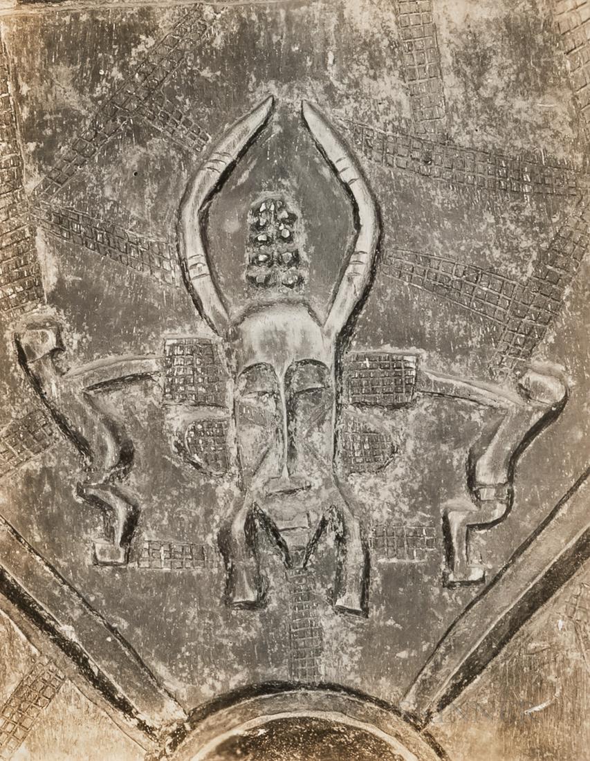 Walker Evans (American, 1903-1975), Senufo detail, inscribed "Walker Evans," in pencil verso, with: Walker Evans (American, 1903-1975), Senufo detail, inscribed "Walker Evans," in pencil verso, with other writing, gelatin silver print, matted, size of photo 9 7/8 x 8 in.