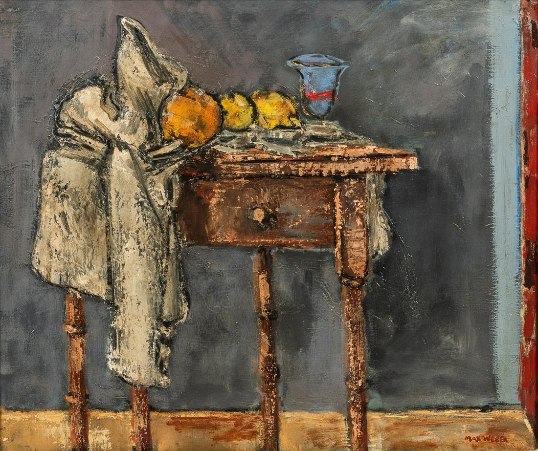 Max Weber (Russian Federation/American, 1881-1961), Orange and Lemons, Signed "MAX WEBER" lower: Max Weber (Russian Federation/American, 1881-1961) Orange and Lemons Signed "MAX WEBER" lower right, titled on an unattributed handwritten label and a label from The Saint Louis Art Museum, both