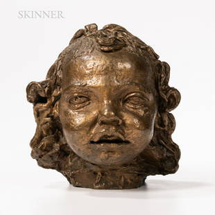 Sir Jacob Epstein (American/British, 1880-1959), Fifth Portrait of Peggy Jean (Head, at 2 Years),: Sir Jacob Epstein (American/British, 1880-1959) Fifth Portrait of Peggy Jean (Head, at 2 Years), 1920 Unsigned. Bronze with a golden patina, height 9 1/8 in. (23 cm). Condition: Dust and dirt to the