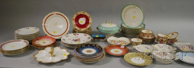 Lot of Decorated Porcelain Tableware, mostly Engl: Lot of Decorated Porcelain Tableware, mostly English and Limoges, including small sets.