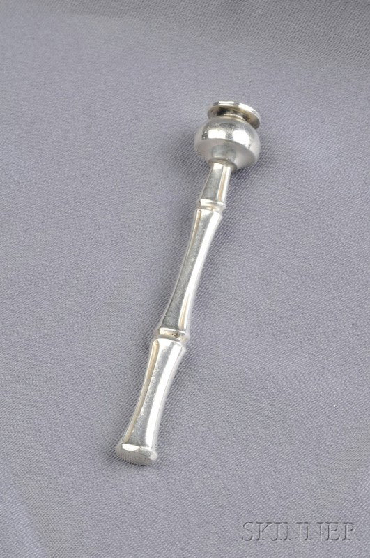 Sterling Silver Dialing Wand, Tiffany & Co., c. 196: Sterling Silver Dialing Wand, Tiffany & Co., c. 1960s, of bamboo form, lg. 3 in., signed.