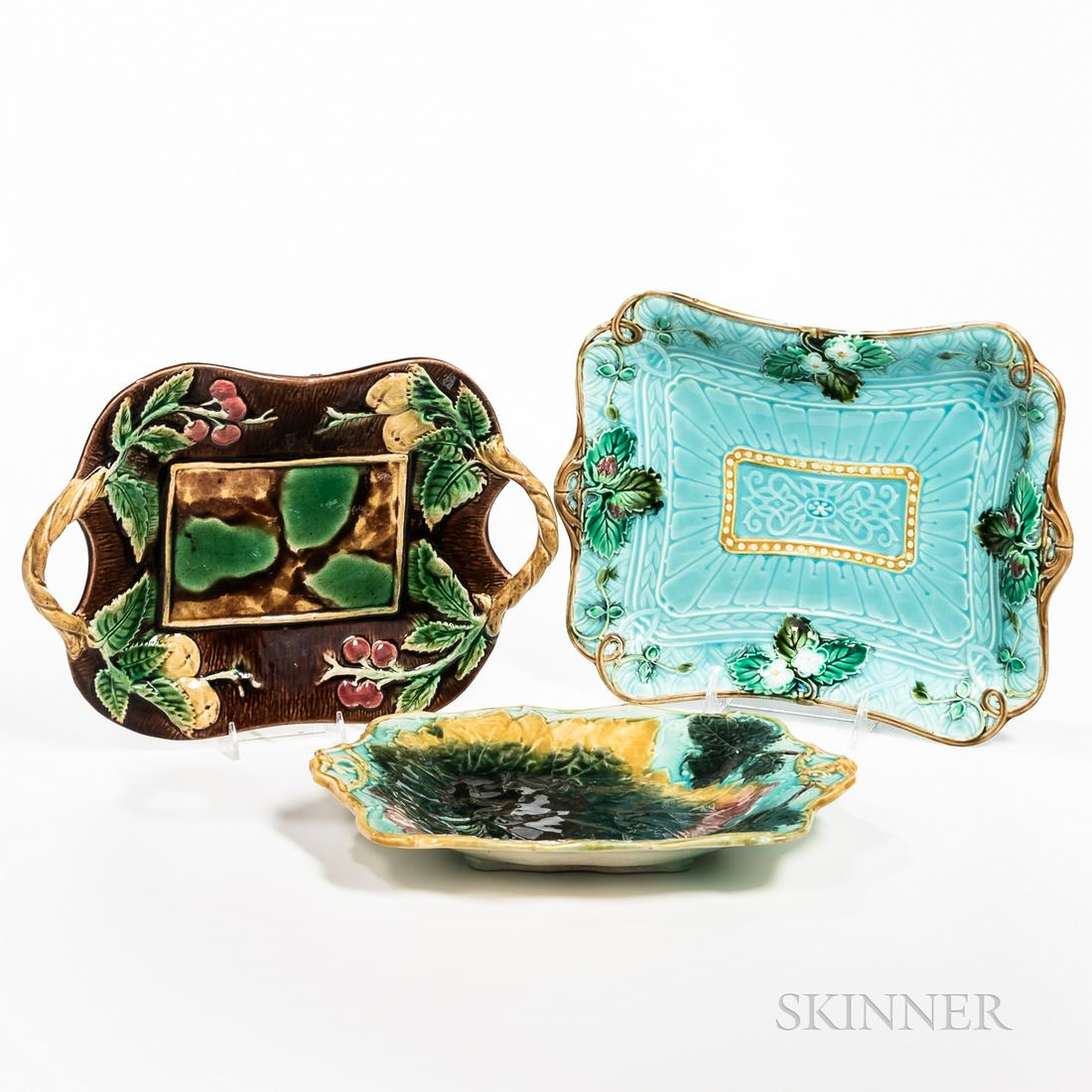 Three Majolica Serving Dishes, England and France, 2nd half 19th century, rectangular shapes, a (1 of 1)