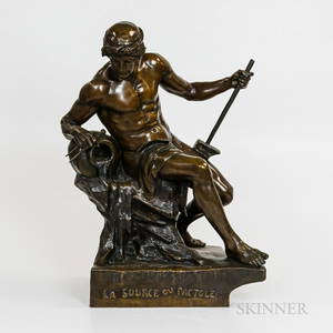 Emile Louis Picault (French, 1833-1915) Bronze La Source du Pactole, late 19th century, modeled as a