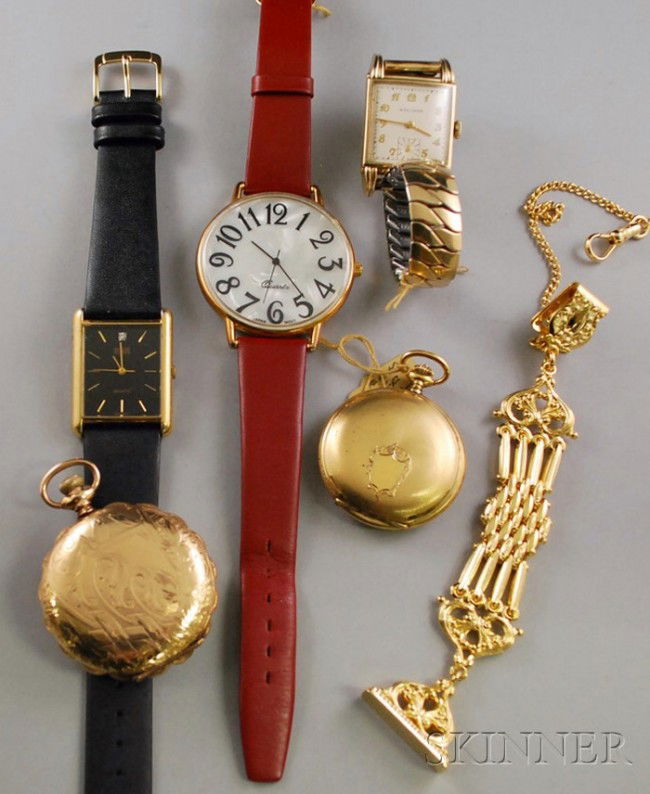 Small Group of Pocket and Wristwatches, including: Small Group of Pocket and Wristwatches, including Bill Blass and Waltham, together with a gold-tone fob.