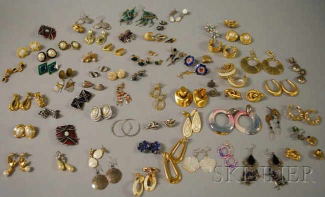 Group of Costume Earrings, including signed pieces: Group of Costume Earrings, including signed pieces from Monet, Trifari, Givenchy, Weiss, and Napier.