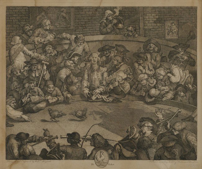 William Hogarth (British, 1697-1764) Lot of Two En: William Hogarth (British, 1697-1764) Lot of Two Engravings: The Idle 'Prentice at Play in the Church Yard, During Divine Service. Plate III and The Cockpit 'Prentice<