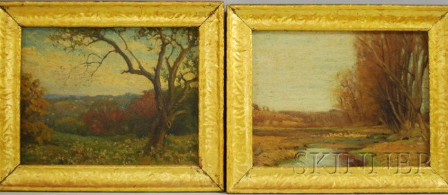 Harold C. Dunbar (American, 1882-1953) Lot of Two : Harold C. Dunbar (American, 1882-1953) Lot of Two Fall Landscapes: River View and Distant View. Signed and dated "Harold Dunbar '10" l.l. and l.r., respectively. Oil on canvas, both 11