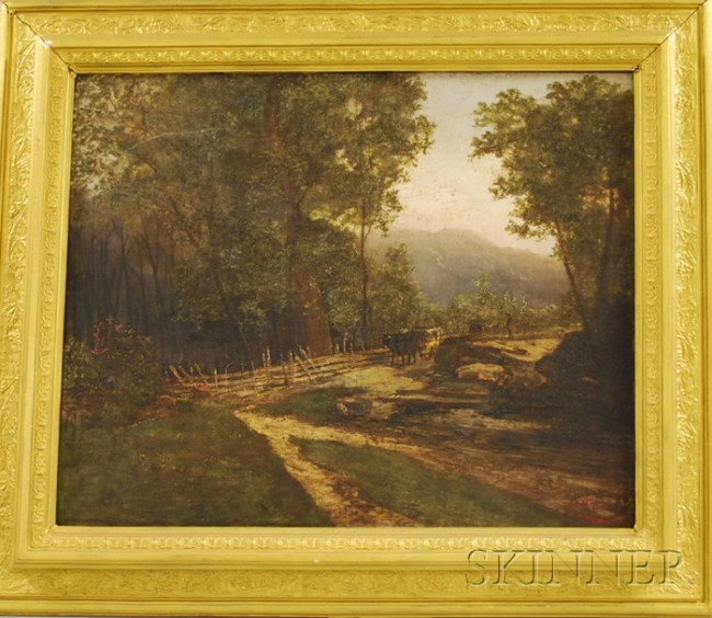 Continental School, 19th Century Cows in the Pastu: Continental School, 19th Century Cows in the Pasture. Signed "L. Dufour" l.r. Oil on canvas, 21 x 26 1/4 in., framed. Condition: Craquelure, surface grime, abrasions, losses.