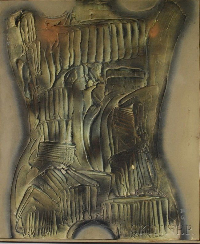 Dario Villalba (Spanish, b. 1939) Torso Mineral #4: Dario Villalba (Spanish, b. 1939) Torso Mineral #4. Signed and dated "DARIO 64" l.r., titled on the stretcher and identified on a label from the Institute of Contemporary Art, Boston, affixed to th