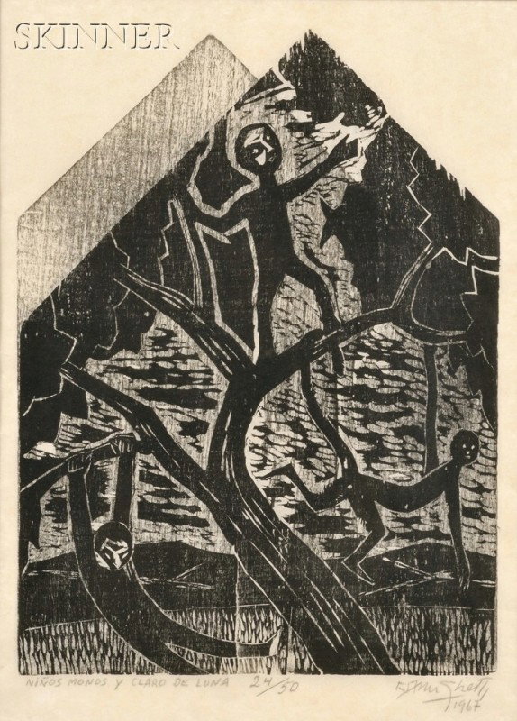 Francisco Amighetti (Costa Rican, 1907-1998) Ni±o: Francisco Amighetti (Costa Rican, 1907-1998) Ni±os Monos y Claro de Luna, 1967, edition of 50. Signed and dated "FAmighetti 1967" in pencil l.r., titled in pencil l.l., numbered "24/50" in pencil l.c