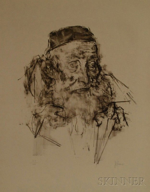Jack Levine (American, b. 1915) Shammai. Signed "J: Jack Levine (American, b. 1915) Shammai. Signed "J Levine" l.r. and numbered "57/100" l.l. Lithograph, sheet size 27 x 22 1/2 in., unframed. Condition: Good.