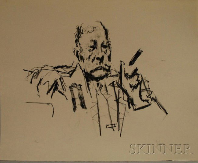 Jack Levine (American, b. 1915) The Mayor. Signed: Jack Levine (American, b. 1915) The Mayor. Signed "J Levine" l.r. and numbered "85/120" l.l. Lithograph, sheet size 22 x 27 1/4 in., unframed. Condition: Subtle foxing. (Prescott, 57).