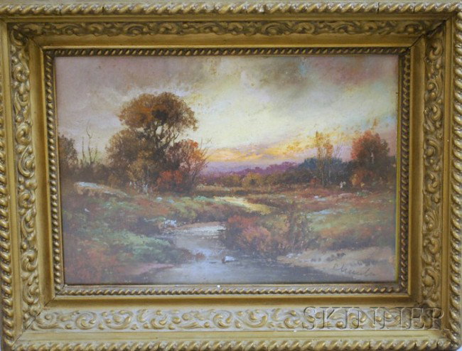 William Henry Chandler (American, 1854-1928) Autum: William Henry Chandler (American, 1854-1928) Autumn Sunset. Signed "Chandler" in pencil l.r. Pastel on paper, sight size 7 1/2 x 10 3/4 in., framed. Condition: Not examined out of frame.