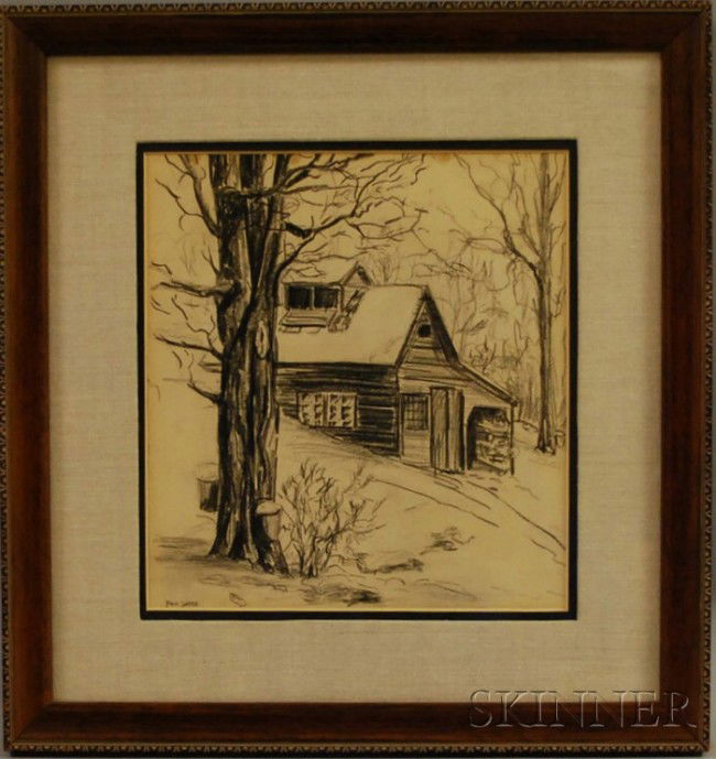 Paul Sample (American, 1896-1974) Sugaring Off. Si: Paul Sample (American, 1896-1974) Sugaring Off. Signed "Paul Sample" l.l., identified and dated "1940" on a John & Lynne Bolen Fine Arts, Huntington Beach, California, label on the reverse. Graphit