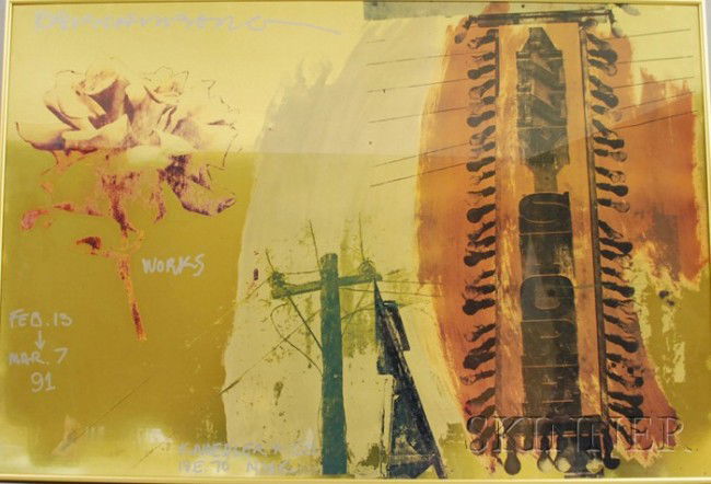 Robert Rauschenberg (American, 1925-2008) Works Fe: Robert Rauschenberg (American, 1925-2008) Works Feb 13 - Mar 7 91, Knoedler... Identified in the matrix. Color offset poster, sight size 26 x 38 1/2 in., framed. Condition: Not examined out of frame.