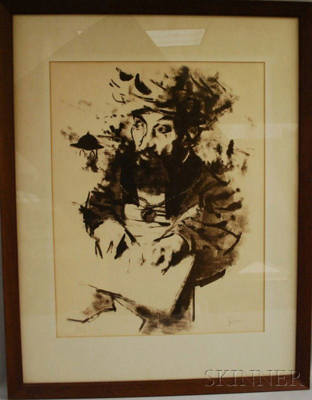 Jack Levine (American, 1915-2010) King David. Sign: Jack Levine (American, 1915-2010) King David. Signed "J Levine" l.r., numbered "85/100" and inscribed "1st" in pencil l.l. Lithograph, sight size 26 1/4 x 20 1/2 in., framed. Condition: Toning, mat bu