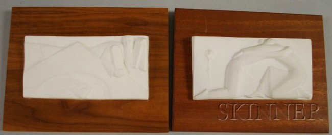 George Manuel Aarons (American, 1896-1980) Lot of : George Manuel Aarons (American, 1896-1980) Lot of Two Works: Psalms 85 10-11 and Moses. Moses titled and identified on a label affixed to the reverse. Plaster bas-reli