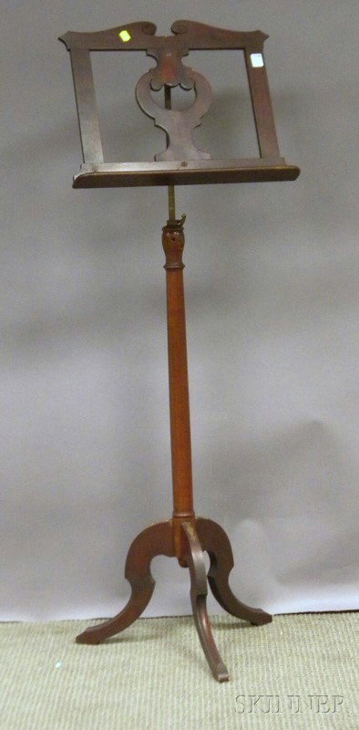 Neoclassical-style Gilt-metal Mounted Mahogany Adj: Neoclassical-style Gilt-metal Mounted Mahogany Adjustable Sheet Music Stand, to ht. 62 1/2, wd. 18 in.