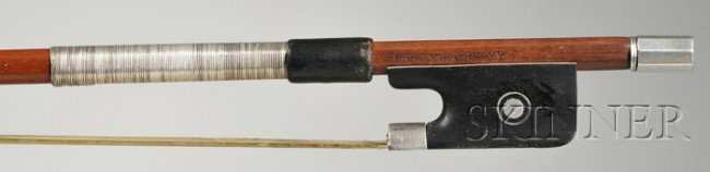 Silver Mounted Violin Bow, the round stick stamped: Silver Mounted Violin Bow, the round stick stamped A VIGNERON A PARIS, weight 56 grams.