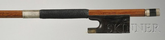 Silver Mounted Violin Bow, the octagonal stick sta: Silver Mounted Violin Bow, the octagonal stick stamped PK VOIRIN, weight 55 grams, (without hair).