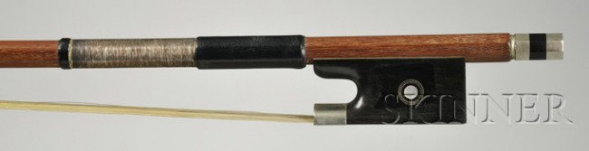 Silver Mounted Violin Bow, the round stick stamped: Silver Mounted Violin Bow, the round stick stamped GERMANY, weight 62 grams.