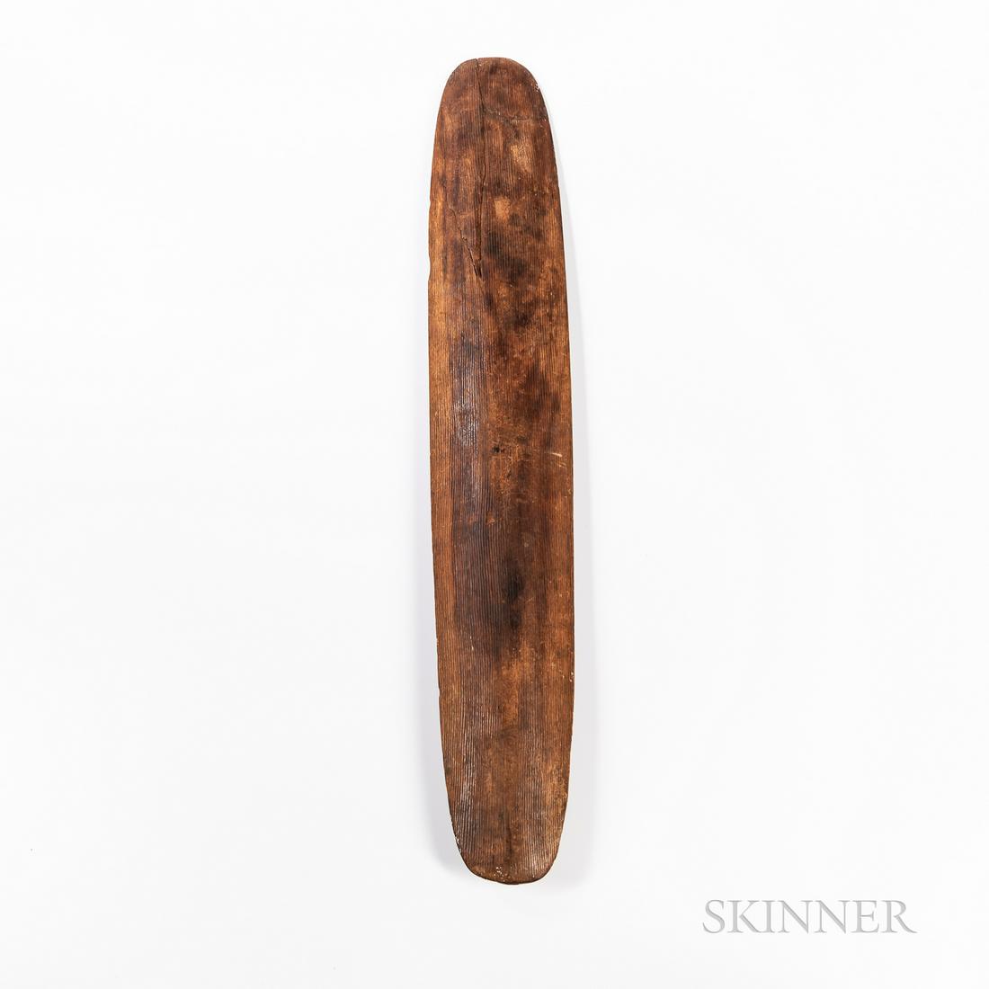 Aborigine Shield, Western Desert, early 20th century, incised with abstracted linear designs on both (1 of 2)