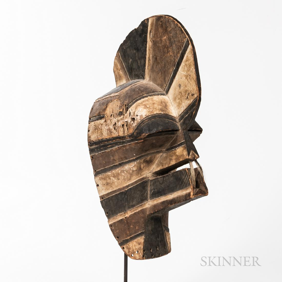 Songye Kifwebe Mask, Democratic Republic of the Congo, hollowed-out, tapering form, pierced around (1 of 5)