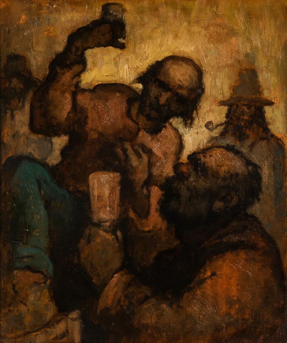 Eugene Higgins (American, 1874-1958), The Vagrant's Toast, Unsigned, with an inscription on the (1 of 3)