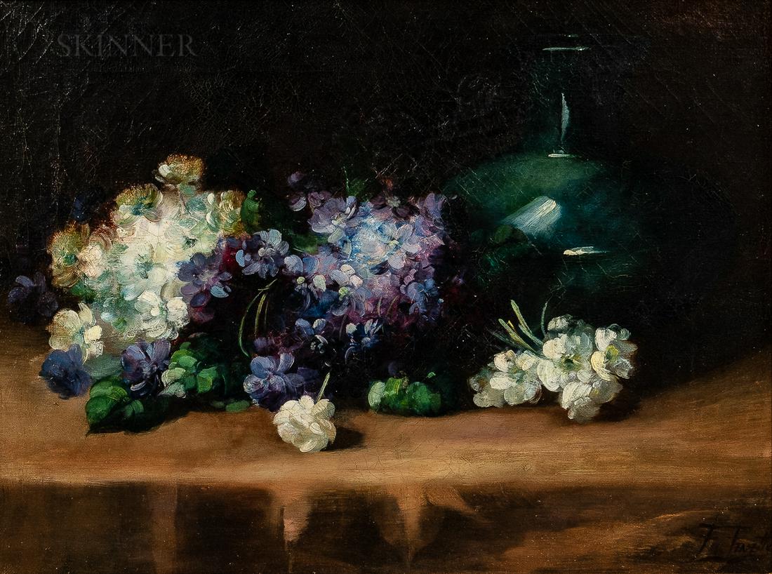 Frederick M. Fenetty (American, 1854-1915), Lilac Blossoms Beside a Green Vase, Signed "F. Fenetty" (1 of 4)