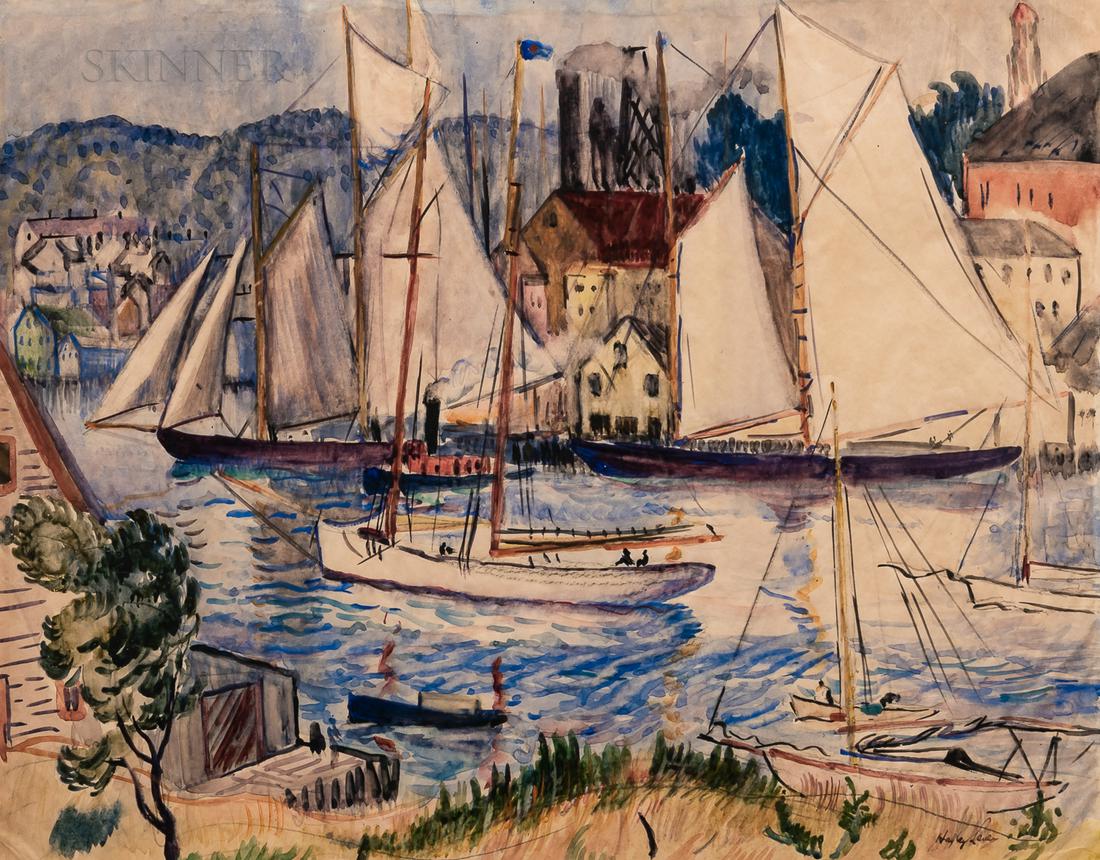 Richard Hayley Lever (American, 1876-1958), Gloucester Fishing Schooners, Signed "Hayley Lever" (1 of 4)