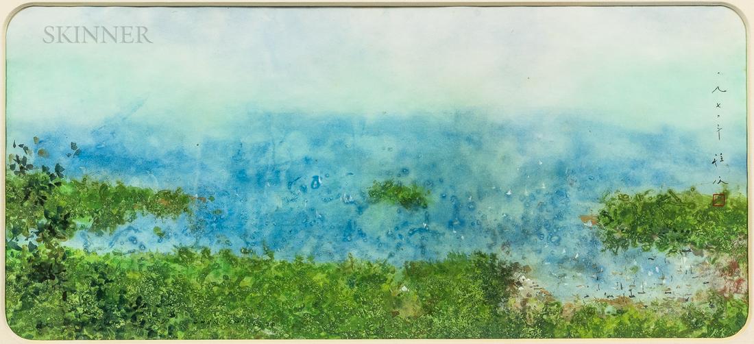 Chen Chi (Chinese/American, 1912-2005), Scene from Mount Battie, Camden, Maine, Signed and dated: Chen Chi (Chinese/American, 1912-2005) Scene from Mount Battie, Camden, Maine Signed and dated "CHEN CHI 1970" lower left, signed in Chinese and with the artist's seal center right, titled on an