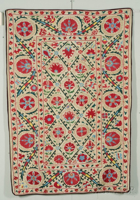 Suzani, Central Asia, 20th century, 5 ft. 6 in. x : Suzani, Central Asia, 20th century, 5 ft. 6 in. x 3 ft. 10 in.