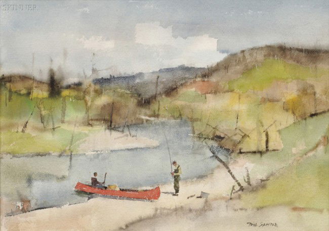 Paul Starrett Sample (American, 1896-1974) The Tro: Paul Starrett Sample (American, 1896-1974) The Trout Stream, Early Spring Signed "PAUL SAMPLE" l.r., identified on the artist's label and a label from Vose Galleries of Boston, affixed to the