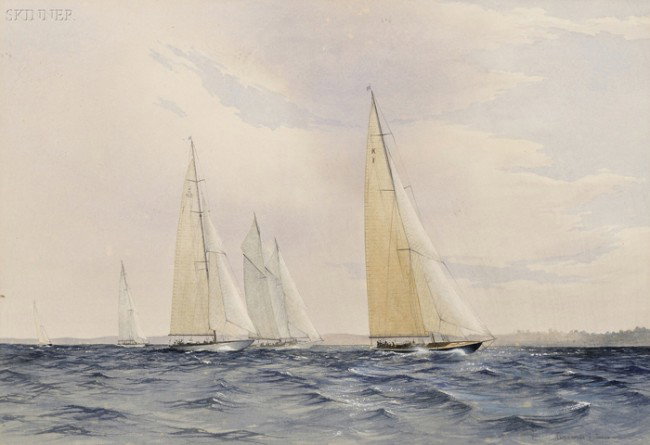 Christopher Jarvis (British, 20th/21st Century) A : Christopher Jarvis (British, 20th/21st Century) A Yacht Race Signed "CHRISTOPHER I. JARVIS" in pencil l.r. Watercolor and whiting on paper, sight size 16 1/2 x 23 3/4 in. (42.0 x 60.7 cm), fra