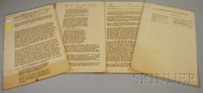 Duke Ellington and Johnny Hodges Signed Songwriting : Duke Ellington and Johnny Hodges Signed Songwriting Contract for Esquire Swank, September 25, 1945, on three typed pages, with signatures in ink on page three, including witnesses.