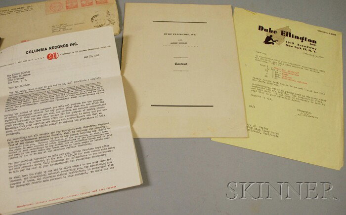 Two Al Hibbler and Duke Ellington Related Contracts: Two Al Hibbler and Duke Ellington Related Contracts, a 1946 signed only by Duke Ellington, and an unsigned 1949 Columbia Records contract for Al Hibbler, along with a later contract-related letter fro