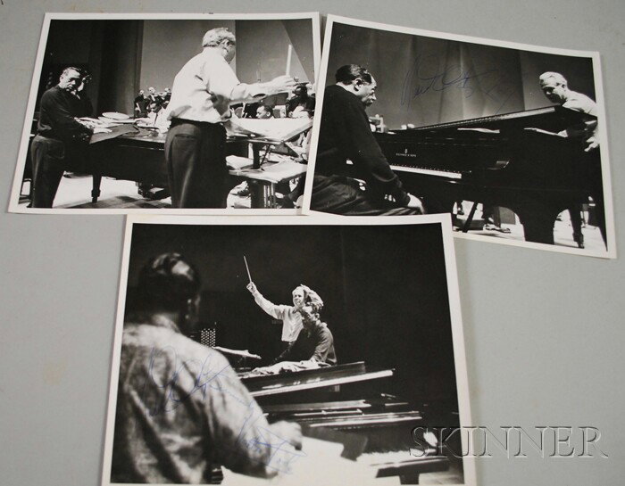 Three Duke Ellington and Detroit Symphony Orchestra: Three Duke Ellington and Detroit Symphony Orchestra Photographs, two autographed by Duke Ellington, in blue ink, stamped on reverse "Lare Wardrope," photographer.