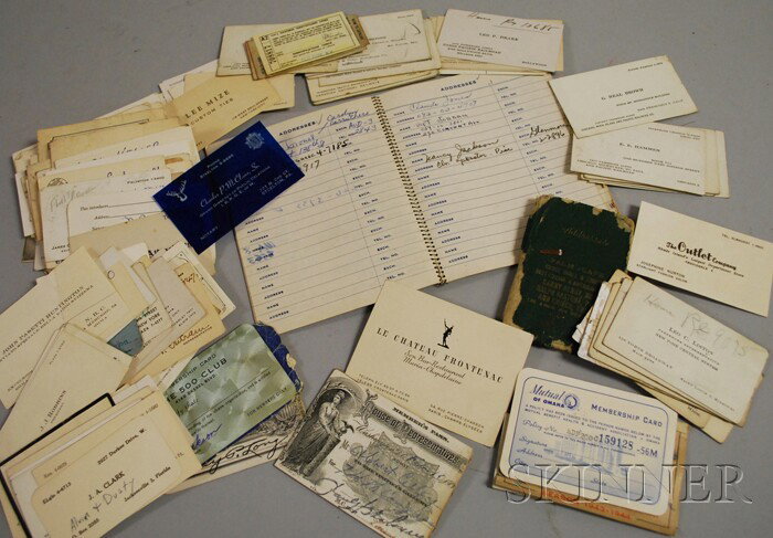 Collection of Al Celley and Duke Ellington Related : Collection of Al Celley and Duke Ellington Related Business Cards, Passes, Two Address Books, Etc., including 1935 U.S. Senate and House Chamber passes, Blue Note, Paris card, band leader cards, U.S. 