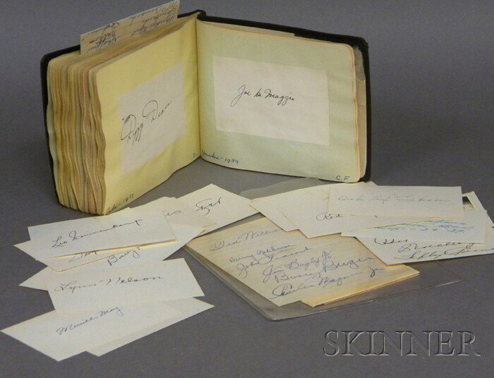1938-1939 Album of Major League Baseball Cut Autogr: 1938-1939 Album of Major League Baseball Cut Autographs, including George "Bird" Tibbetts, Joe Vosmik, Jimmie Foxx, Chas. Gehringer, Hank Greenberg, Jimmie Dykes, Bob Doerr, Earl Averill, Ival Goodman