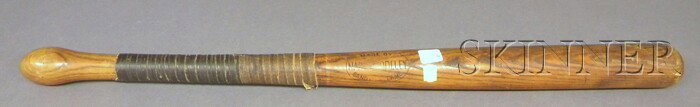 Vintage "Main Dolley, Sandy Hook, Me." Mushroom-ty: Vintage "Main Dolley, Sandy Hook, Me." Mushroom-type Handle Baseball Bat, branded label, lg. 33 3/4 in.