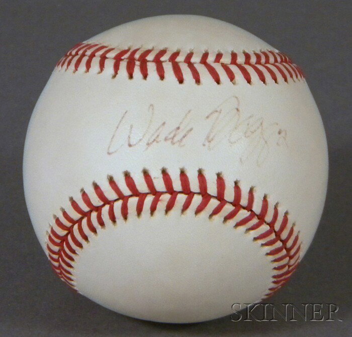 Boston Red Sox Wade Boggs Autographed Baseball, si: Boston Red Sox Wade Boggs Autographed Baseball, signed in ink. Provenance: Obtained at a Boston Red Sox game by an avid Red Sox fan, Greater Boston physician, and local medical-school teacher, then by