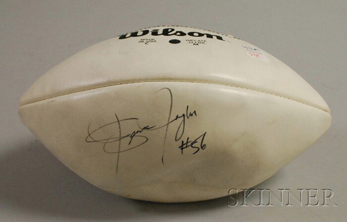 New York Giants Lawrence Taylor #56 Autographed Fo: New York Giants Lawrence Taylor #56 Autographed Football, 1990s, black felt-tip pen on a "Wilson, Official NFL, Paul Tagliabue, commissioner," leather football.