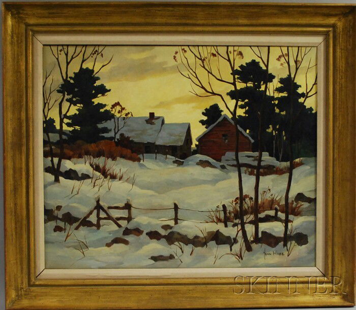 John Cuthbert Hare (American, 1908-1978) Farm in W: John Cuthbert Hare (American, 1908-1978) Farm in Winter. Signed l.r. Oil on canvas, sight size 23 3/4 x 29 1/4 in., framed. Condition: Surface grime, craquelure.