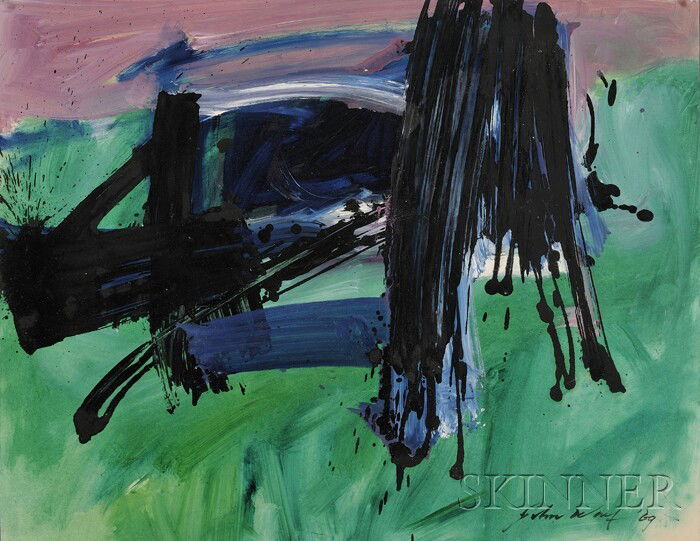 Abstract Painting, John Way [Wei Letang] (Chines: Abstract Painting, John Way [Wei Letang] (Chinese/American, b. 1921), oil and ink on paper, Abstract Composition, signed and dated "John Way '69" l.r., unframed, sheet size 19 x 24 in. Provenance: Thr