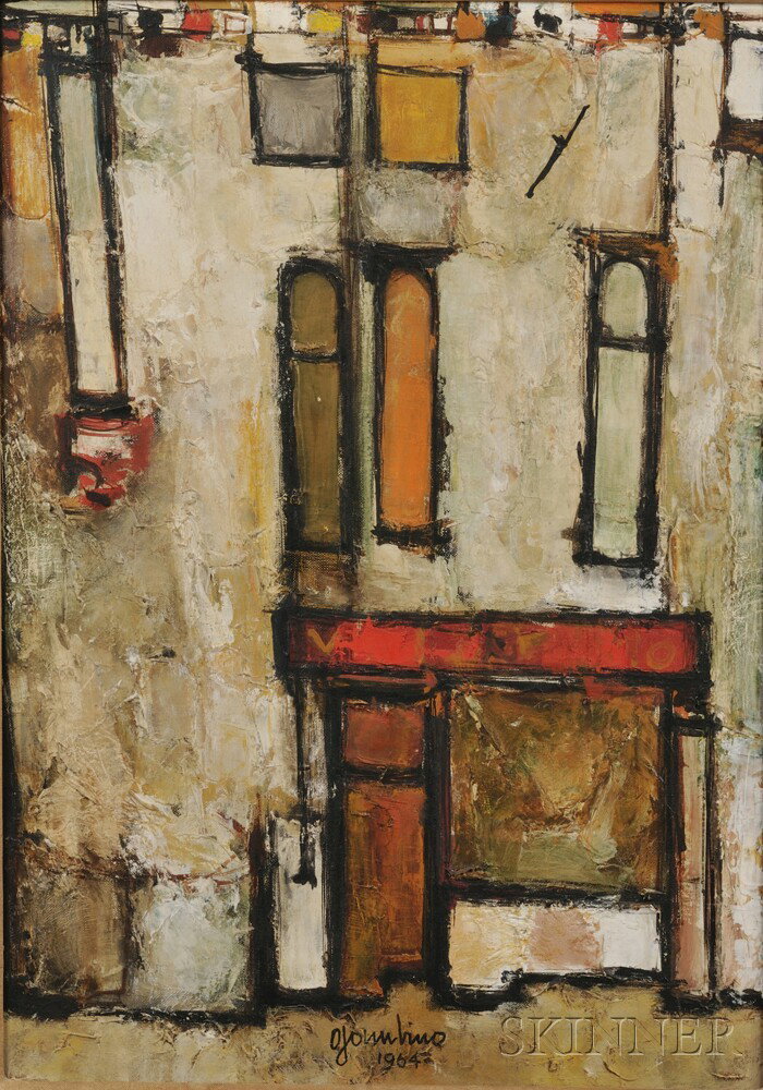 Giuseppe Gambino (Italian, 1928-1997) Paesaggio a : Giuseppe Gambino (Italian, 1928-1997) Paesaggio a Venezia Signed l.r., dated 1964 and inscribed on the reverse. Oil on canvas, framed, 27 x 19 in.