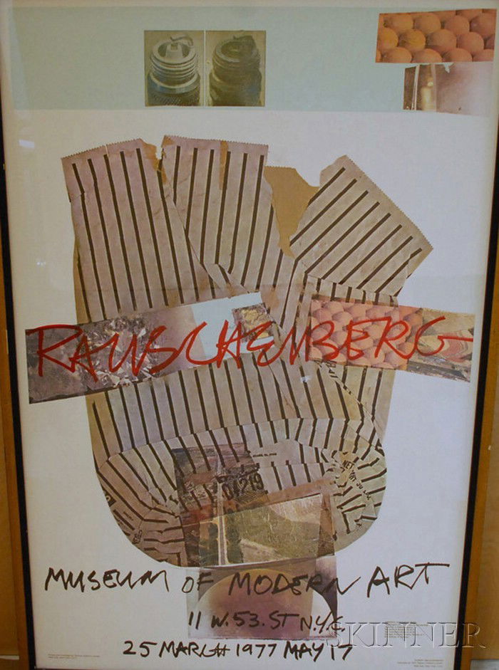 Robert Rauschenberg (American, b. 1925) Museum of: Robert Rauschenberg (American, b. 1925) Museum of Modern Art Exhibition Poster, March 25-May 17, 1977. Identified in the matrix. Color lithographic poster, 45 1/2 x 29 in., framed. Condition: Not exam