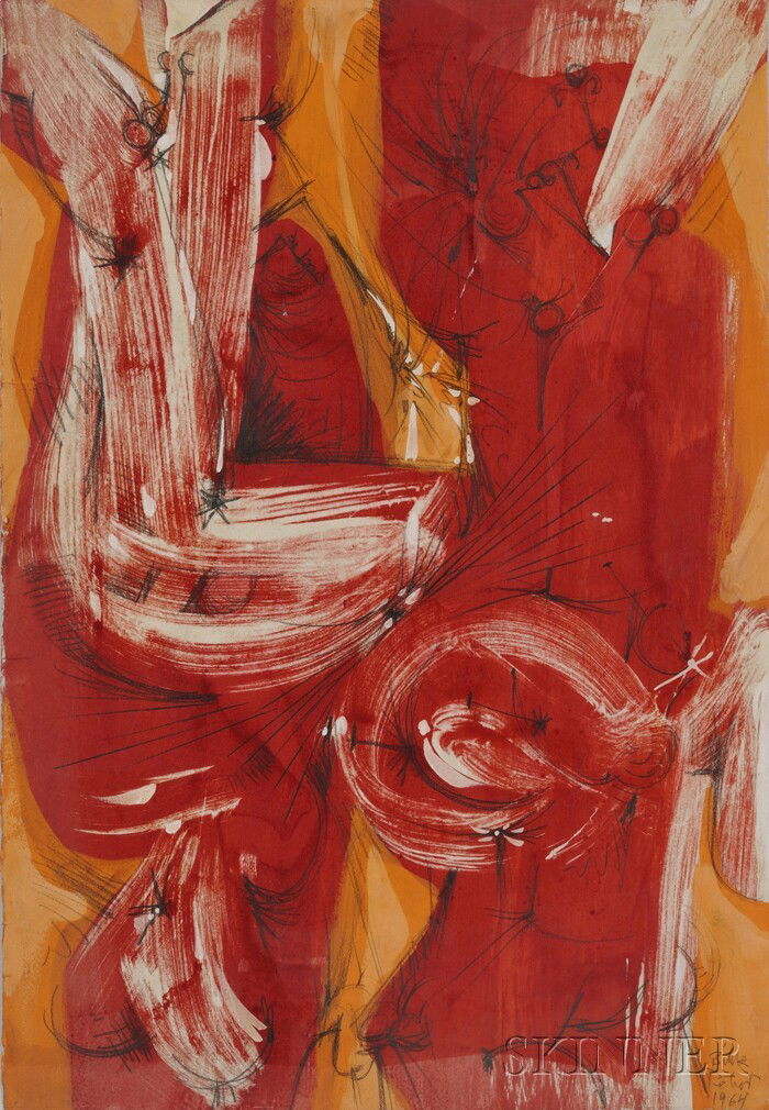 Dimitri Petrov (Russian/American, 1919-1986) Untit: Dimitri Petrov (Russian/American, 1919-1986) Untitled (Bible) Inscribed, signed, and dated "Bible/ Petrov/ 1964" in pencil l.r. Gouache and graphite on paper, sheet size 22 5/8 x 15 1/2 in., unframed.