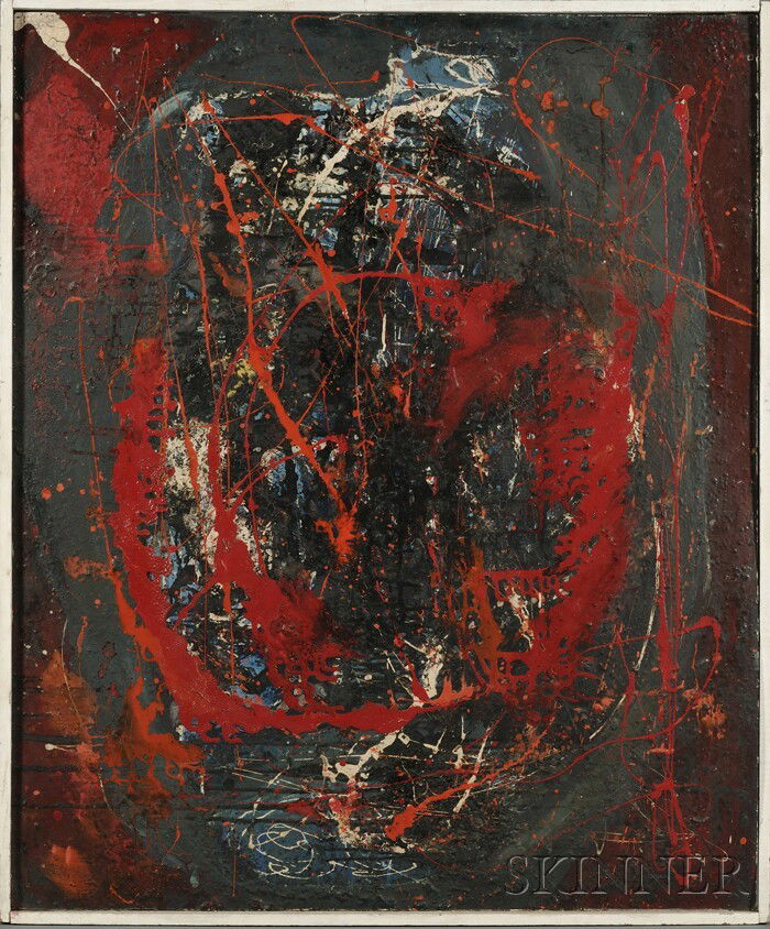 Continental School, 20th Century Exploration Title: Continental School, 20th Century Exploration Titled, inscribed and signed "...75 GNS/ BILL SMITH" on the reverse. Oil on fiberboard, 48 x 40 in., framed. Condition: Subtle bowing, surface gr